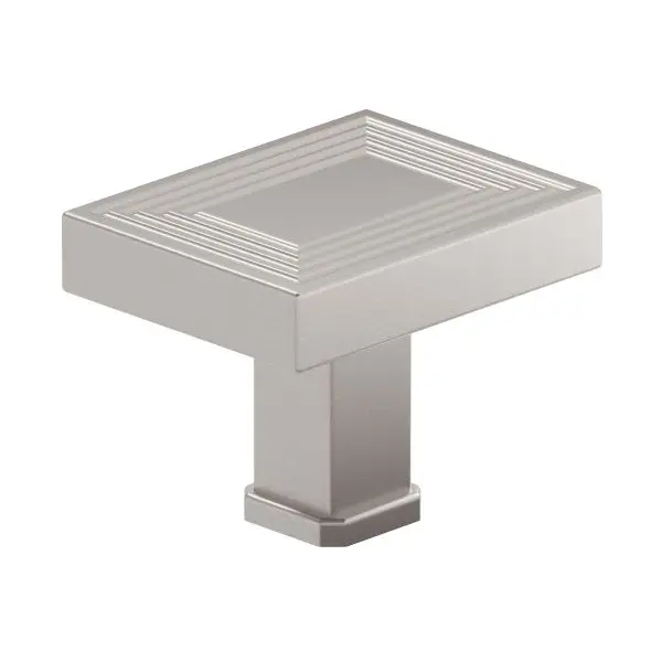 Richelieu Como Gatherion 1 3/4-inch (45 mm) x 1 3/8-inch (35 mm) Grooved Brushed Nickel-Plated Transitional Rectangular Ca...