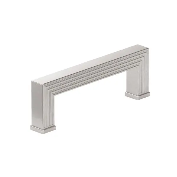 Richelieu Como Gatherion 3 3/4-inch (96 mm) Grooved Brushed Electroless Nickel Transitional Rectangular Cabinet Pull, BP87...