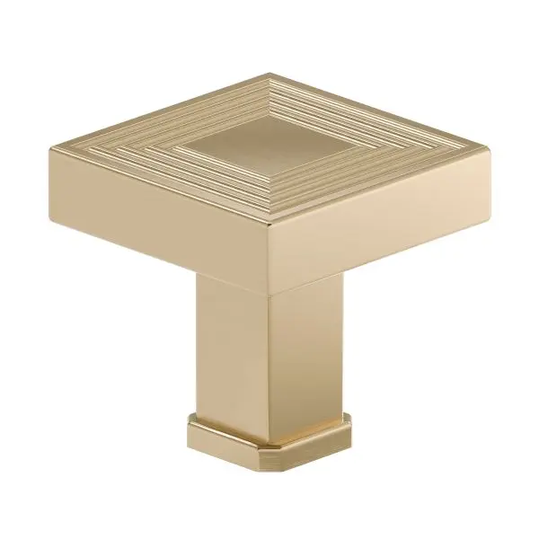 Richelieu Como Gatherion 1 3/8-inch (35 mm) Grooved Champagne Bronze Transitional Square Cabinet Knob, BP87883535CHBRZ