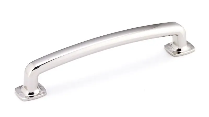 Richelieu Compact Terrebonne Gatherion 5 1/16-inch (128 mm) Sleek Electroless Nickel Transitional Curved Cabinet Pull, BP8...