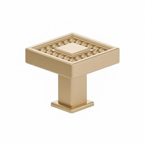 Richelieu Compact Torcello Gatherion 1 5/16-inch (33 mm) Beaded Champagne Bronze Transitional Square Cabinet Knob, BP87953...