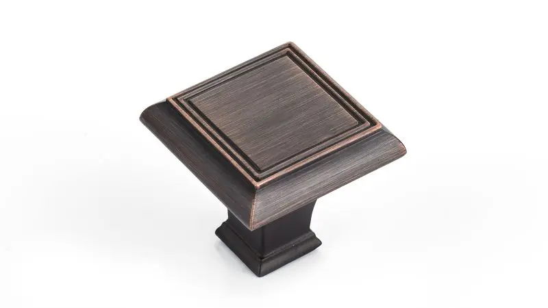 Richelieu CSA-Approved Beauharnois Gatherion 1 3/8-inch (35 mm) Brushed Oil-Rubbed Bronze, Traditional Square Cabinet Knob...