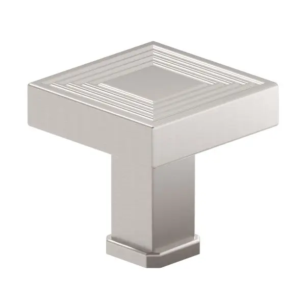 Richelieu Distinctive Como Gatherion 1 3/8-inch (35 mm) Grooved Brushed Black Nickel Transitional Square Cabinet Knob, BP8...