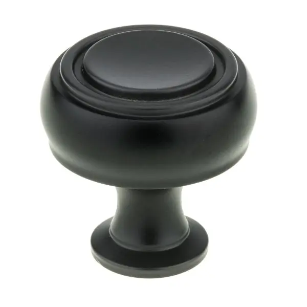 Richelieu Edgemont Gatherion 1 5/16-inch (33 mm) Matte Midnight Black Modern Round Cabinet Knob, BP872233900