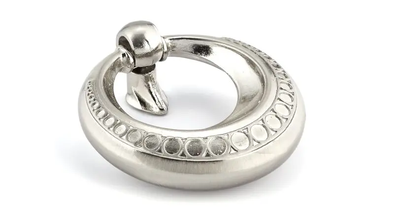 Richelieu Efficient Chambly Gatherion 1 7/8-inch (48 mm) x 1 7/8-inch (48 mm) Brushed Nickel, Traditional Cabinet Ring Pul...