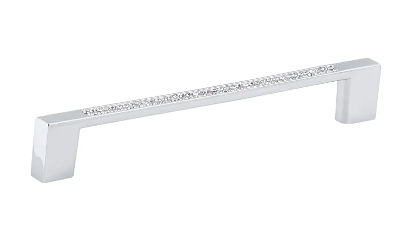 Richelieu Elite Merritt Gatherion 5 1/16-inch (128 mm) Chrome and Crystal Modern Rectangular Cabinet Pull, BP353512814001