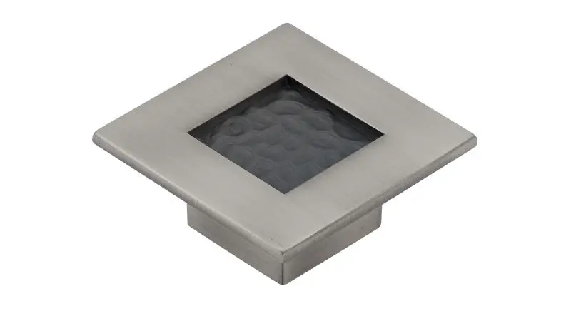 Richelieu Flexible Castelo Gatherion 2 3/8-inch (60 mm) Hammered Brushed Pewter, Traditional Square Cabinet Knob, BP98760242
