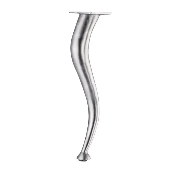 Richelieu Fortified 15 1/4-inch (387 mm) Curved Lightweight Aluminum Furniture Leg, Sleek Aluminum Finish, 5600220
