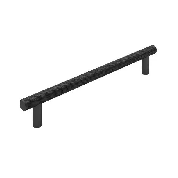 Richelieu Hearst Gatherion 7 9/16-inch (192 mm) Textured Matte Carbon Black Knurled Cabinet Bar Pull, BP3060192900