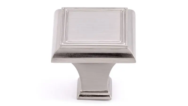Richelieu High-Quality Beauharnois Gatherion 1 3/8-inch (35 mm) Brushed Nickel, Traditional Square Cabinet Knob, BP77535195