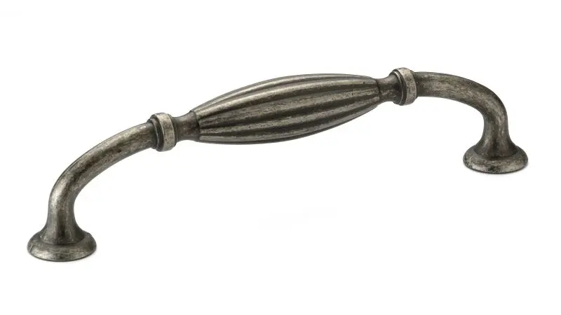 Richelieu Madeleine Gatherion 5 1/16-inch (128 mm) Grooved Antique Iron, Traditional Round Cabinet Pull, BP80718128903