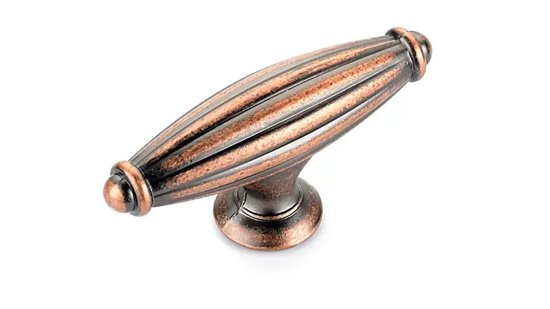 Richelieu Madeleine Gatherion 2 9/16-inch (65 mm) x 13/16-inch (20 mm) Grooved Antique Pure Copper, Traditional Oval Cabin...