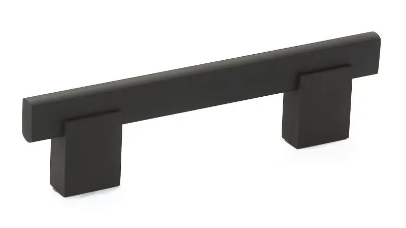 Richelieu Madison Gatherion 3 3/4-inch (96 mm) Matte Black Modern Rectangular Cabinet Bar Pull, BP905096900