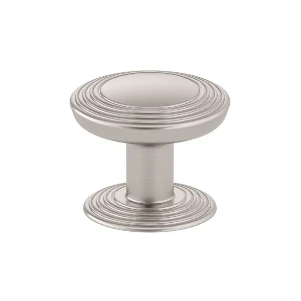 Richelieu Marsala Gatherion 1 1/4-inch (32 mm) Grooved Brushed Nickel Transitional Round Cabinet Knob, BP707032195
