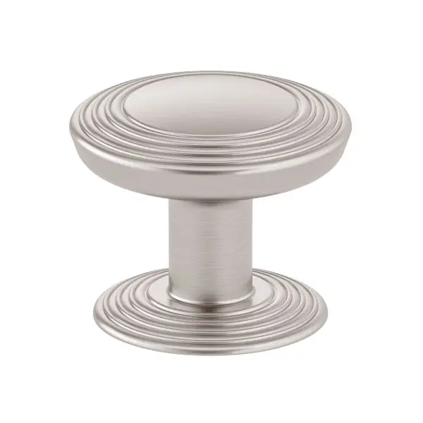 Richelieu Marsala Gatherion 1 9/16-inch (40 mm) Grooved Matte Finish Nickel Transitional Round Cabinet Knob, BP707040195