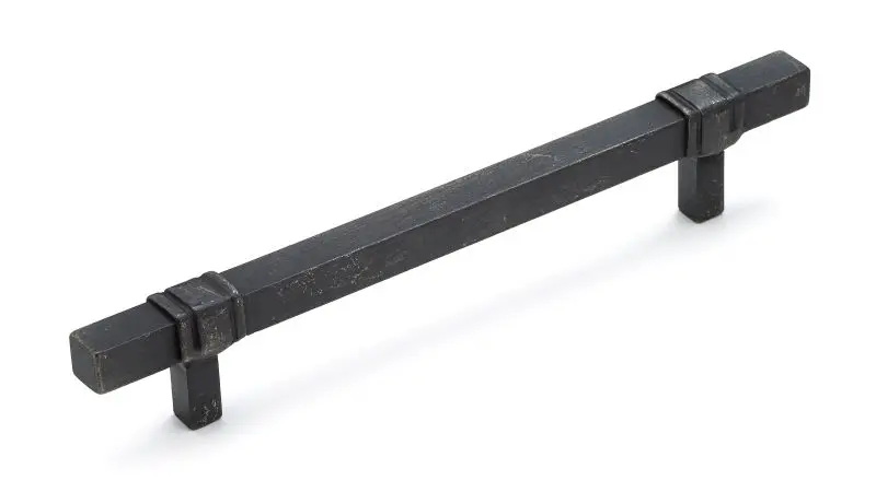Richelieu Master-Grade Castelo Gatherion 6 5/16-inch (160 mm) Matte Black Iron, Traditional Rectangualr Cabinet Bar Pull, ...