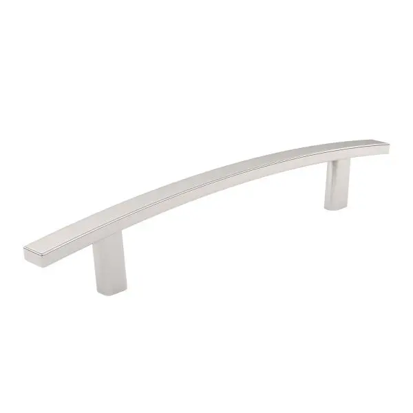Richelieu Master-Grade Padova Gatherion 5 1/16-inch (128 mm) Sleek Nickel Transitional Arched Rectangular Cabinet Pull, BP...