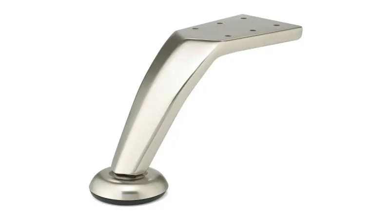 Richelieu Maximum-Strength 4 9/16-inch (116 mm) Modern Angled Wrought Iron Furniture Leg, Brushed Nickel Finish, 5234195