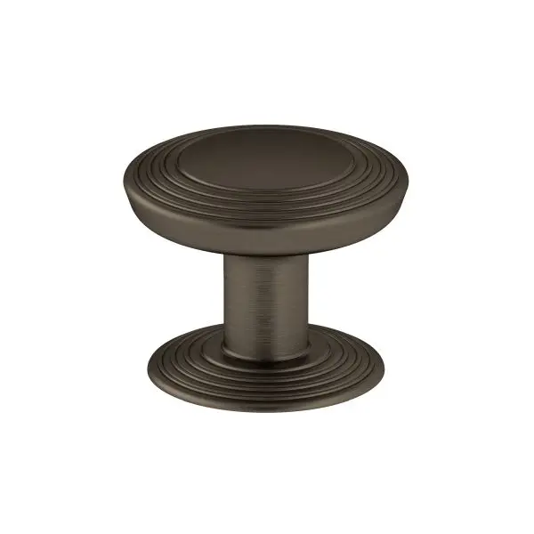 Richelieu Medium Marsala Gatherion 1 1/4-inch (32 mm) Grooved Honey Bronze Transitional Round Cabinet Knob, BP707032HBRZ
