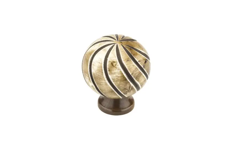 Richelieu Medium Toledo Gatherion 1 3/8-inch (35 mm) Almond and Chocolate Eclectic Spherical Cabinet Knob, BP6626334060