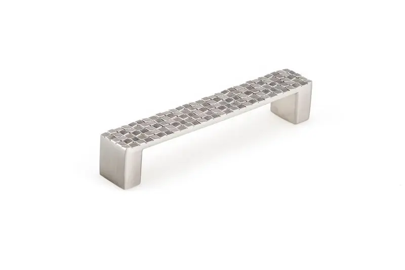 Richelieu Modena Gatherion 5 1/16-inch (128 mm) Checkered Textured Finish Satin Nickel Modern Rectangular Cabinet Pull, BP...