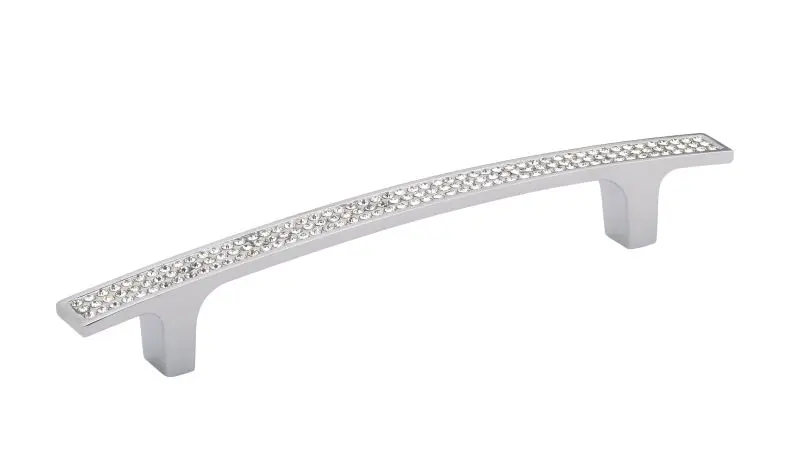 Richelieu Modular Vence Gatherion 5 1/16-inch (128 mm) Chrome and Crystal Modern Arched Rectangular Cabinet Pull, BP123412...