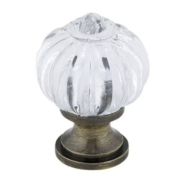 Richelieu Montreuil Gatherion 1 1/8-inch (28 mm) Clear and Antique English Eclectic Round Cabinet Knob, BP4035AE11