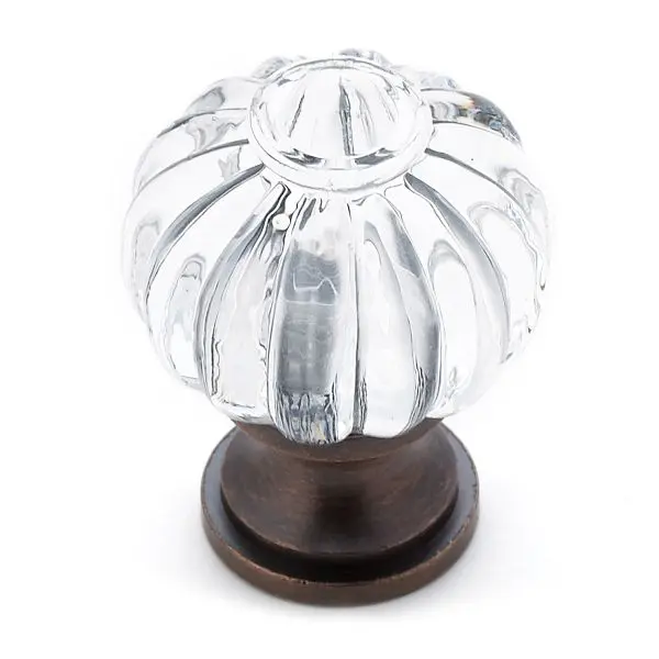 Richelieu Montreuil Gatherion 1 1/8-inch (28 mm) Clear and Brushed Oil-Rubbed Bronze Eclectic Round Cabinet Knob, BP4035BO...