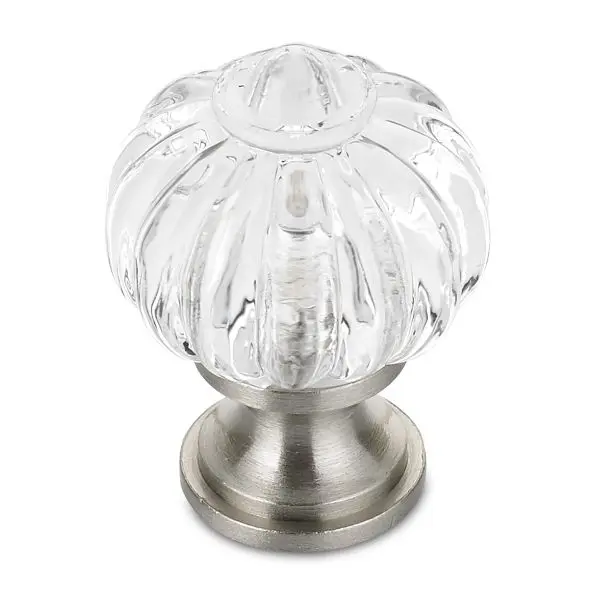 Richelieu Montreuil Gatherion 1 1/8-inch (28 mm) Clear and Textured Finish Satin Nickel Eclectic Round Cabinet Knob, BP403...