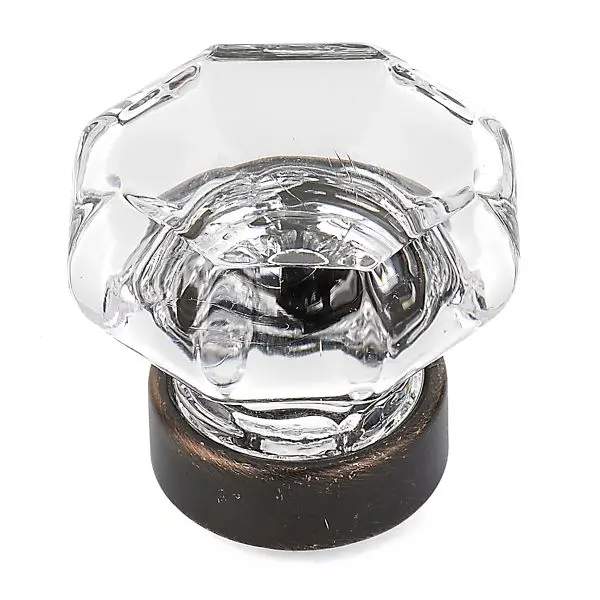 Richelieu Montreuil Gatherion 1 3/8-inch (35 mm) Crystal and Oil-Rubbed Bronze Eclectic Octagonal Cabinet Knob, 10074BORB11