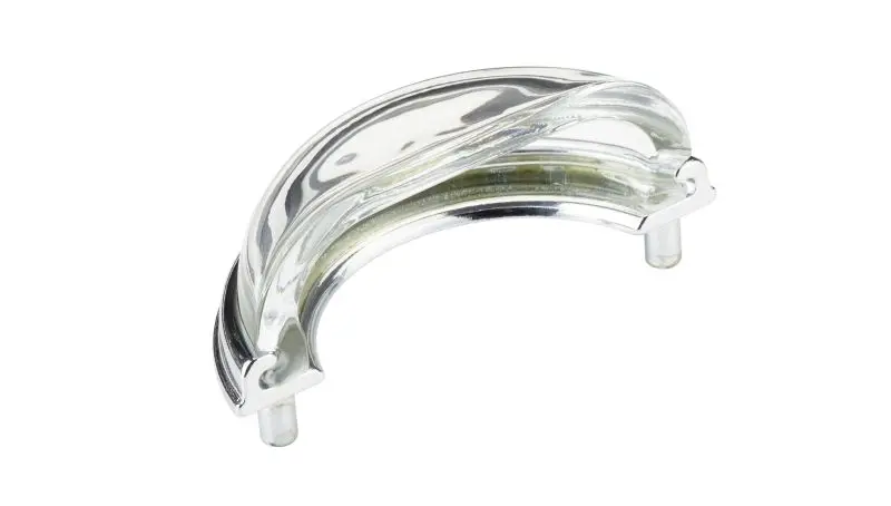 Richelieu Montreuil Gatherion 3-inch (76 mm) Crystal and Decorative Chrome Eclectic Cabinet Cup Pull, Design 1, BP1008214011