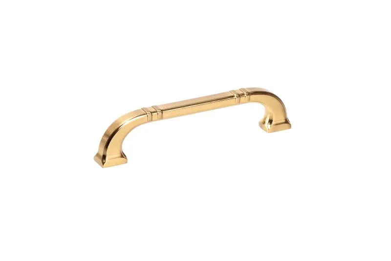 Richelieu Narrow 5 1/16-inch (128 mm) Aurum Brushed Gold Transitional Curved Cabinet Pull, BP8650128158