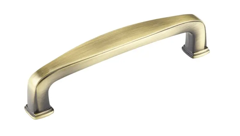 Richelieu No-Tool Charlemagne Gatherion 3 3/4-inch (96 mm) Antique English Transitional Curved Cabinet Pull, BP81092AE