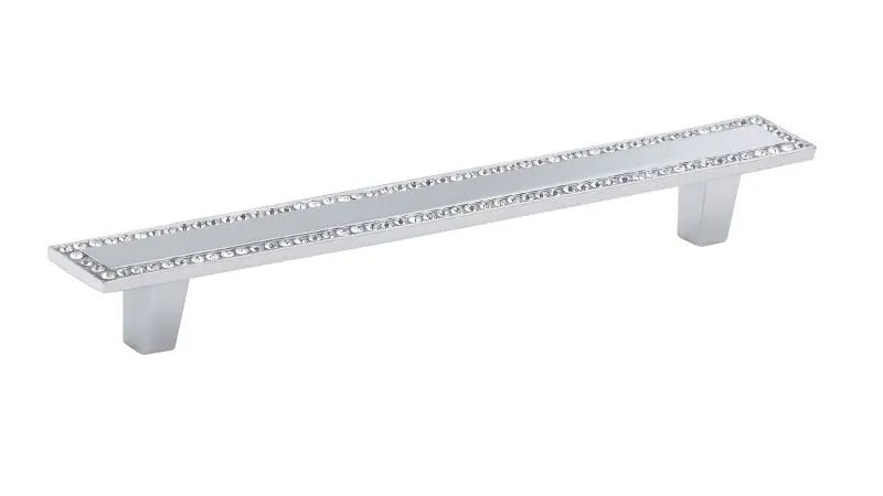 Richelieu No-Tool Merritt Gatherion 5 1/16-inch (128 mm) Chrome and Crystal Modern Rectangular Cabinet Bar Pull, BP3737128...