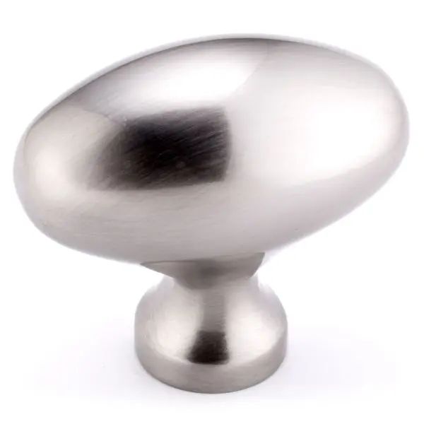 Richelieu Olinville Gatherion 2-inch (50 mm) x 1 1/8-inch (28 mm) Brushed Nickel, Traditional Oval Cabinet Knob, BP444350195