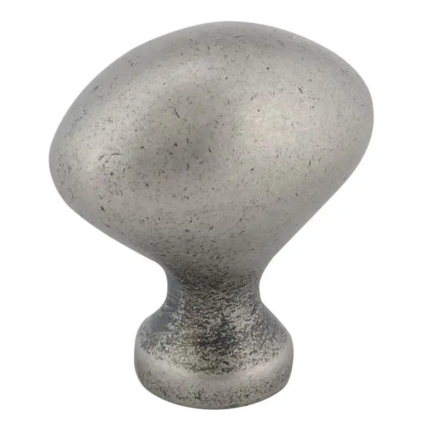 Richelieu Olinville Gatherion 1 3/16-inch (30 mm) x 13/16-inch (20 mm) Pewter, Traditional Oval Cabinet Knob, BP4443142