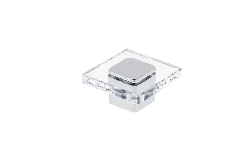 Richelieu Pomezia Gatherion 1 9/16-inch (40 mm) Clear and Chrome Modern Square Cabinet Knob, BP3993404014011
