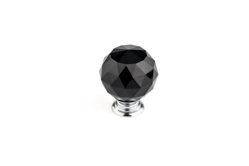 Richelieu Pordenone Gatherion 2-inch (50 mm) Black Crystal and Chromium Modern Spherical Cabinet Knob, BP87375014090
