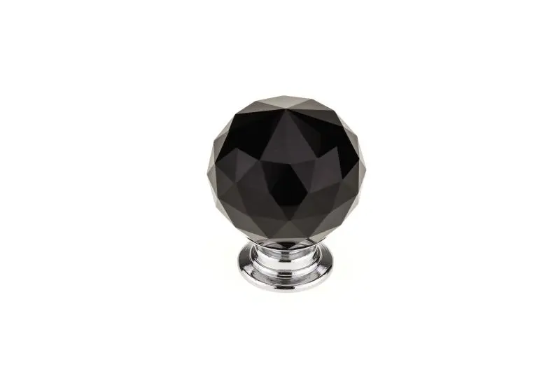 Richelieu Pordenone Gatherion 1 3/16-inch (30 mm) Midnight Black Crystal and Chrome-Plated Modern Spherical Cabinet Knob, ...