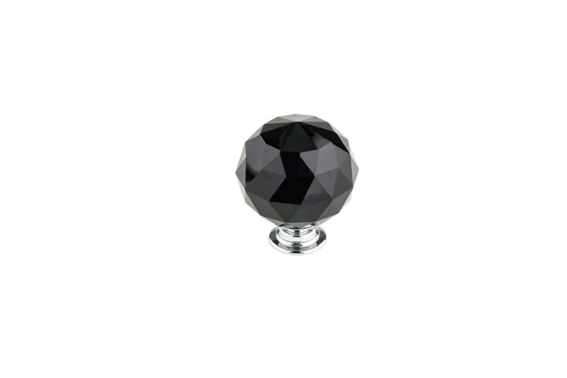 Richelieu Pordenone Gatherion 1 9/16-inch (40 mm) Black Crystal and Chrome Modern Spherical Cabinet Knob, BP87374014090