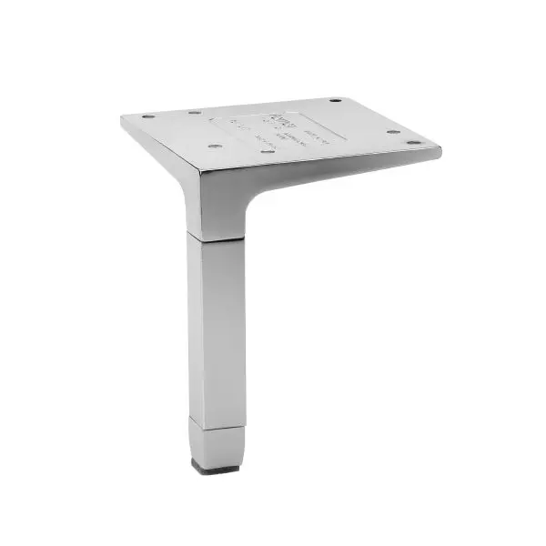 Richelieu Quick 4 3/4-inch (120 mm) Design Square Metal Furniture Leg, Aluminum Finish, 26120810
