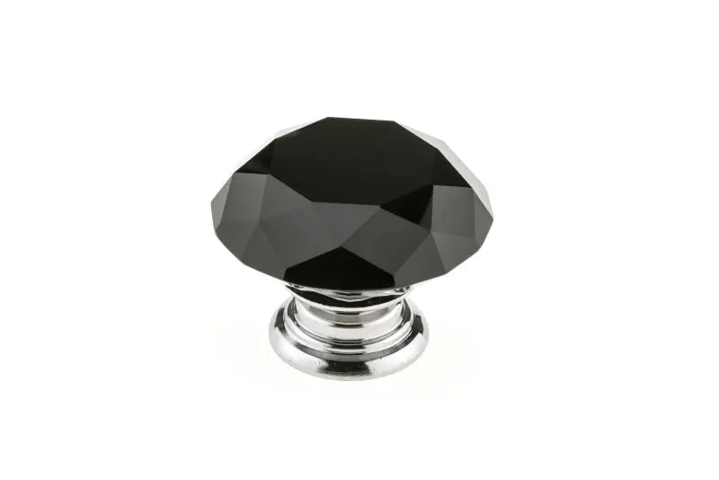 Richelieu Recyclable Bolzano Gatherion 2-inch (50 mm) Black Crystal and Chrome Modern Round Cabinet Knob, BP87765014090