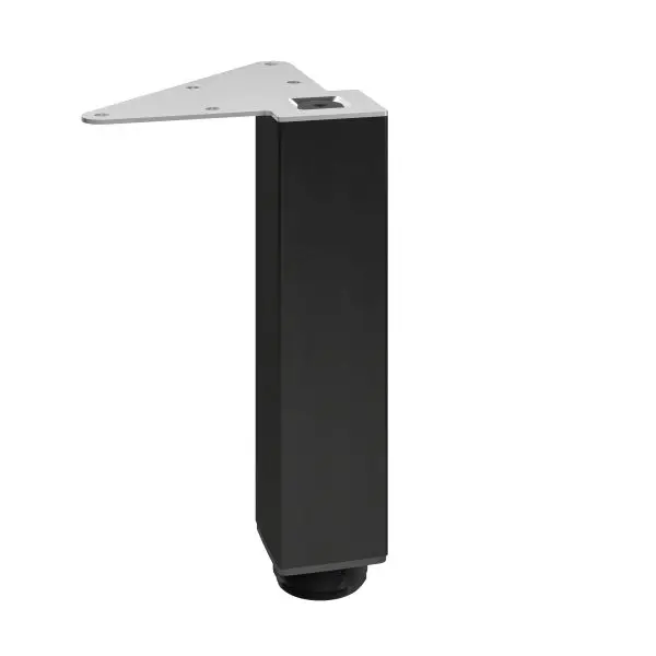 Richelieu Reflective (4-Pack) 7 7/8-inch (200 mm) Square Metal Furniture Leg Levelling Glide, Matte Black Finish, 555200900