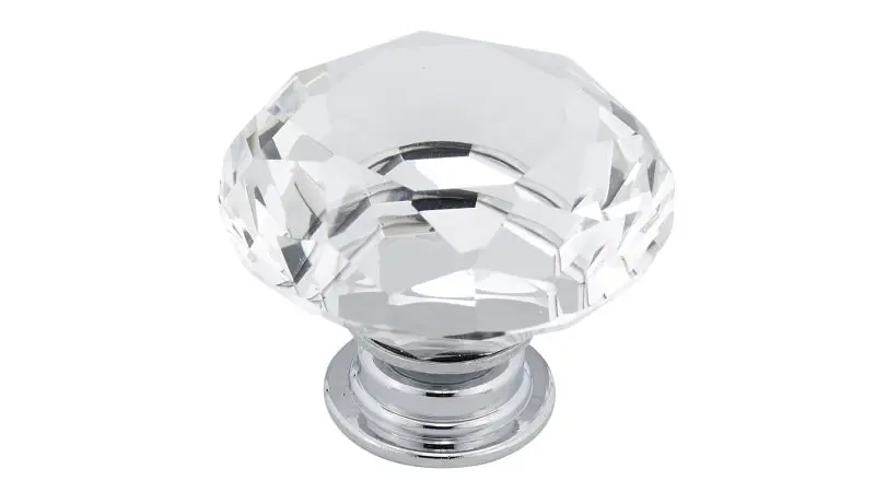 Richelieu Regular Bolzano Gatherion 1 9/16-inch (40 mm) Crystal and Chrome Modern Round Cabinet Knob, BP282804014011
