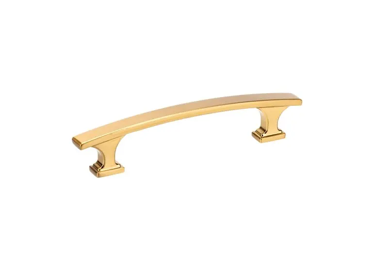 Richelieu Rimouski Gatherion 3 3/4-inch (96 mm) Aurum Textured Finish Gold Transitional Arched Rectangular Cabinet Pull, B...