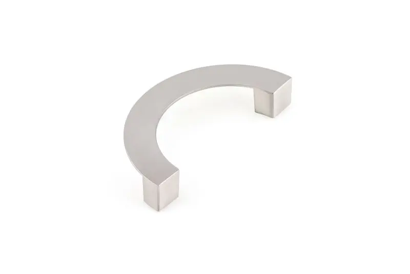Richelieu Roma Gatherion 3 3/4-inch (96 mm) Brushed Nickel Modern Offset Half-Ring Influenced Cabinet Pull, BP636796195