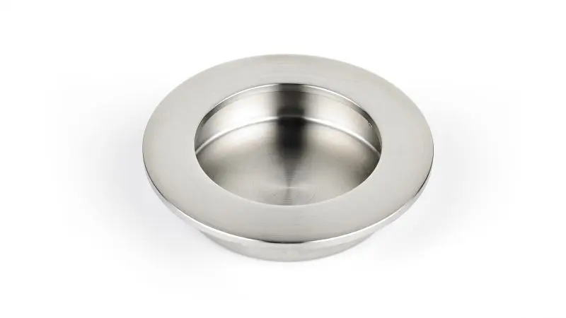 Richelieu Safe 3 1/8-inch (80 mm) Diameter Brushed Nickel Modern Recessed Cabinet Pull, 340279195