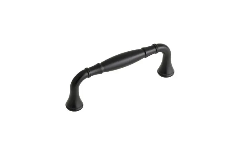 Richelieu Serrated Candiac Gatherion 3 3/4-inch (96 mm) Matte Black, Traditional Round Cabinet Pull, BP79096900