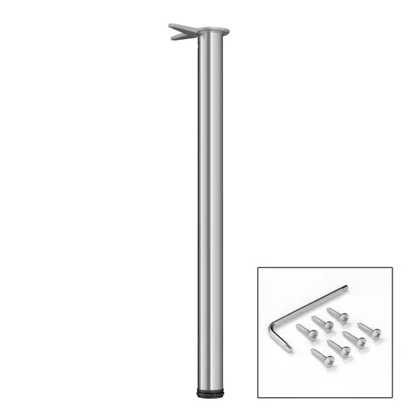 Richelieu Shielded 34 1/4-inch (870 mm) Round Metal High Table Leg Levelling Glide, Chrome Finish, Leg Diameter: 2 3/8 , 6...