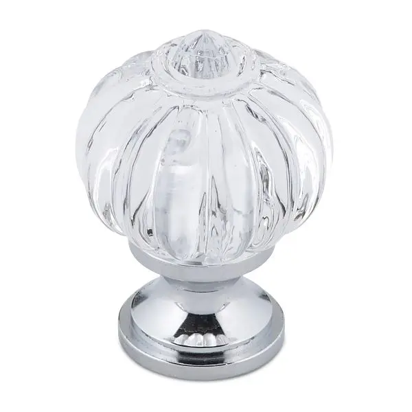 Richelieu Smooth-Operating Montreuil Gatherion 1 1/8-inch (28 mm) Clear and Chrome-Plated Eclectic Round Cabinet Knob, BP4...